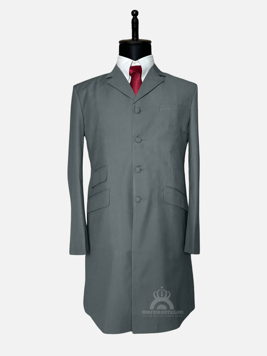 4 Button Light Gray Overcoat