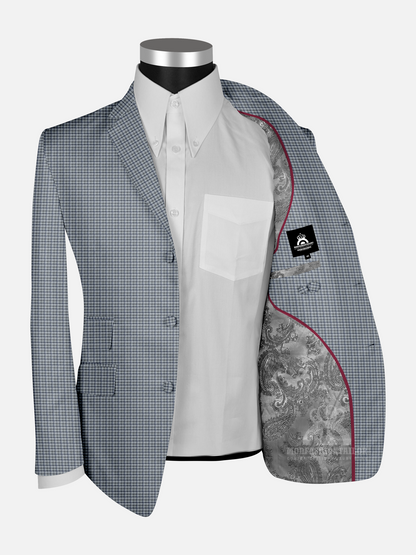 2 Piece Little Blue and Gray Check Mod Suit