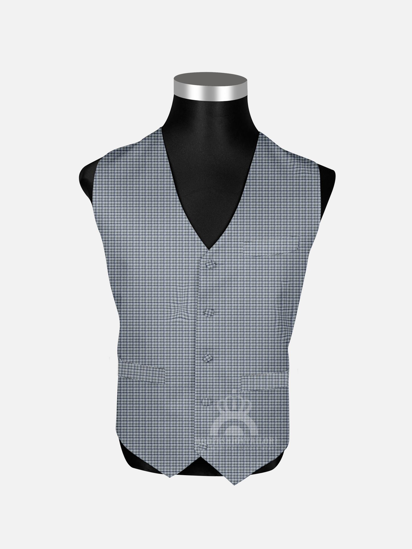 3 Piece Little Blue and Gray Check Mod Suit