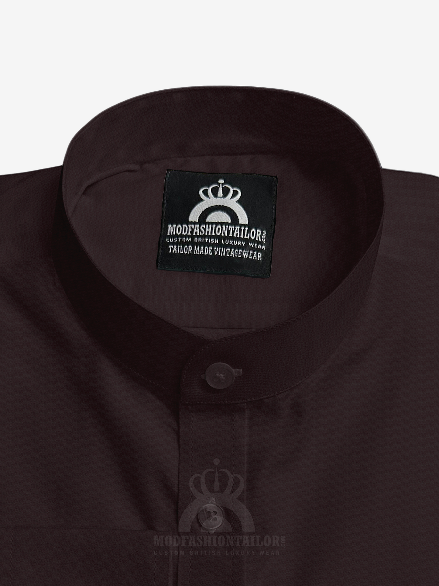 Mandarin Collar Long Sleeve Dark Maroon Shirt