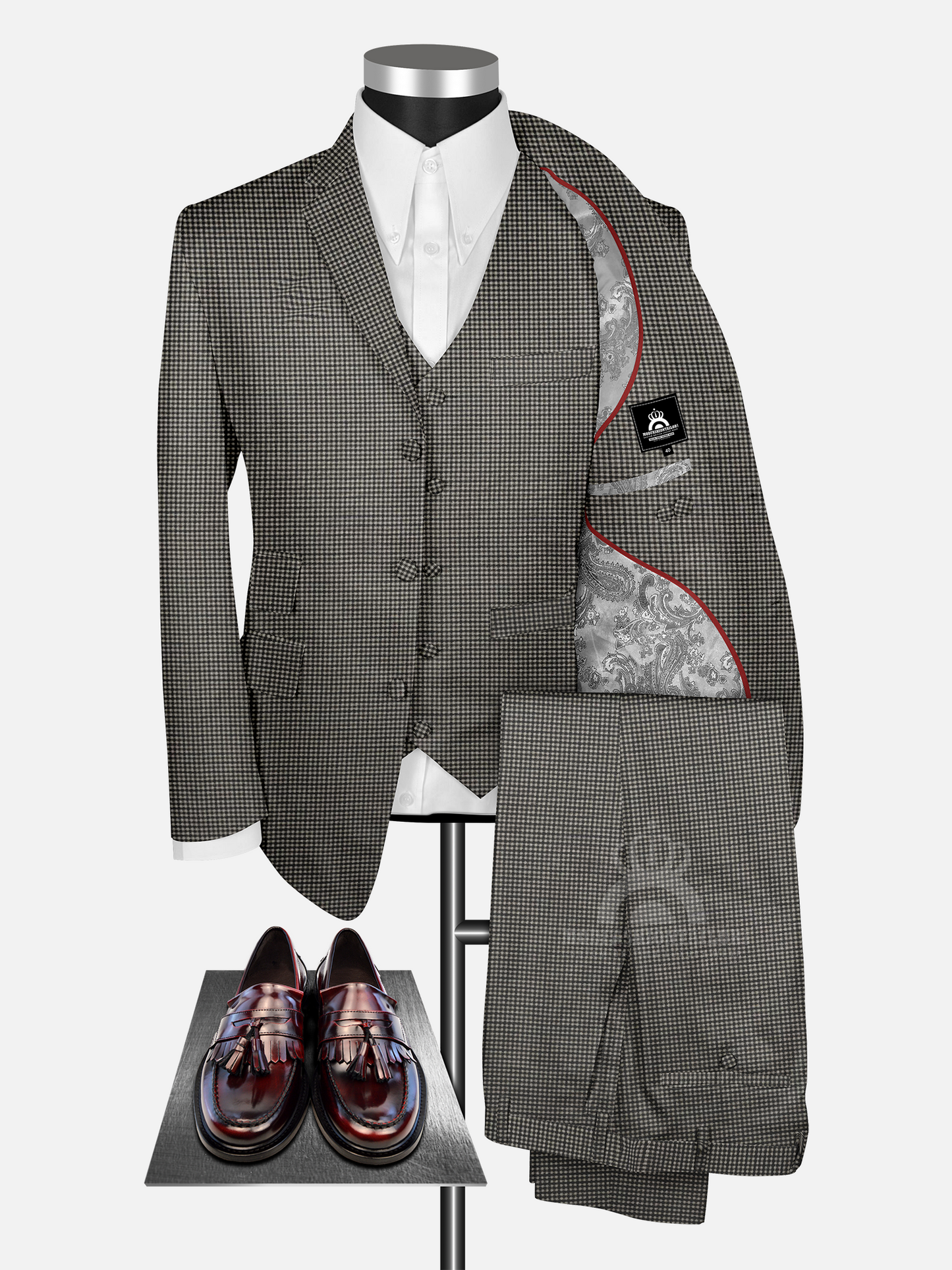 3 Piece Paul McCartney Fawn Gunclub Check Mod Suit with Shirt