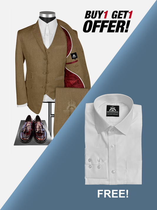 3 Piece Paul Weller Brown Mod Suit with Shirt