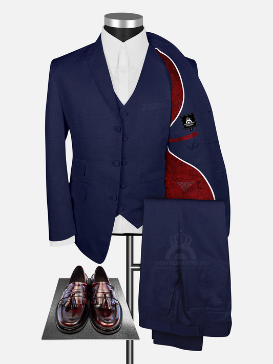 3 Piece Paul Weller Navy Blue Mod Suit