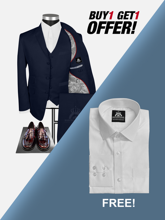 3 Piece Paul Weller Navy Blue Mod Suit with Shirt
