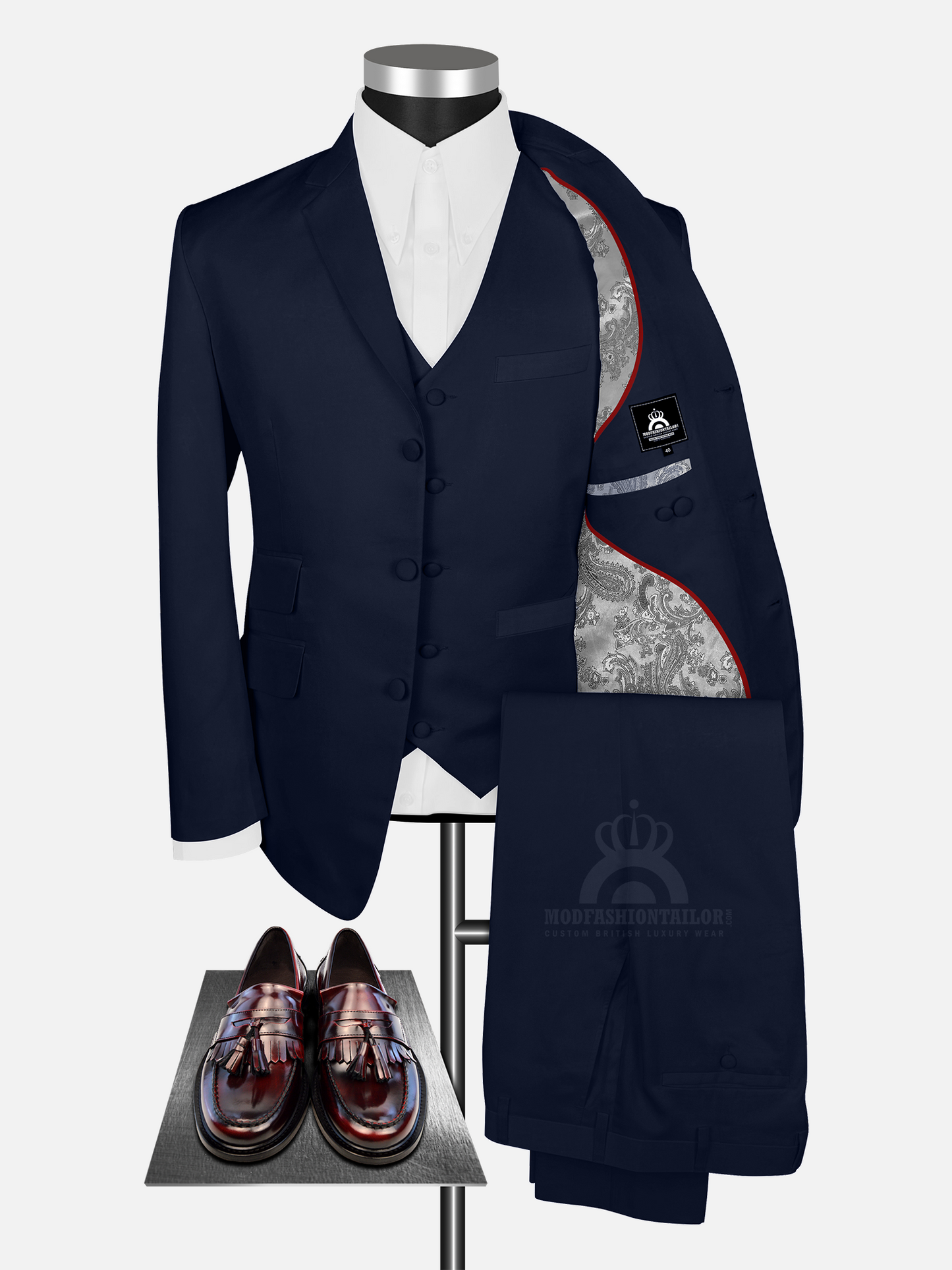 3 Piece Paul Weller Navy Blue Mod Suit with Shirt