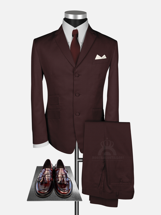 2 Piece Paul Weller Maroon Mod Suit