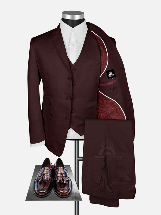 3 Piece Paul Weller Maroon Mod Suit