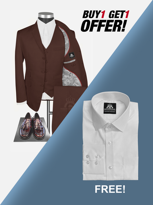 3 Piece Paul Weller Maroon Mod Suit with Shirt
