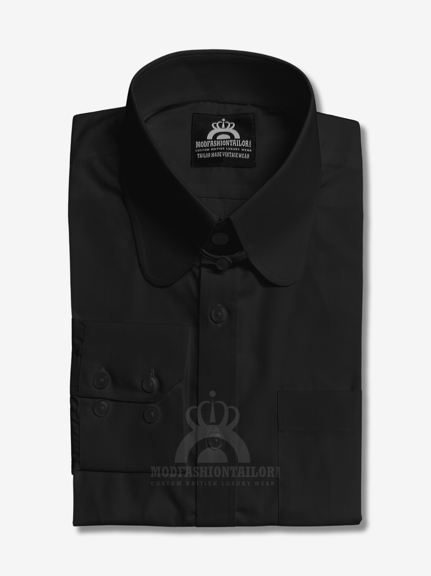 Penny Collar Long Sleeve Black Shirt