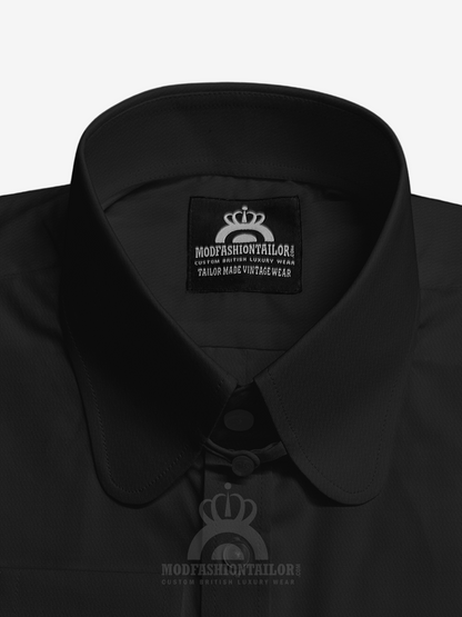 Penny Collar Long Sleeve Black Shirt