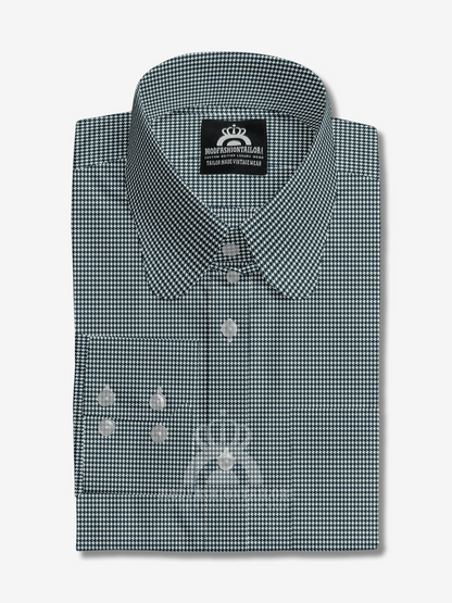 Penny Collar Long Sleeve Blue Dogtooth Shirt