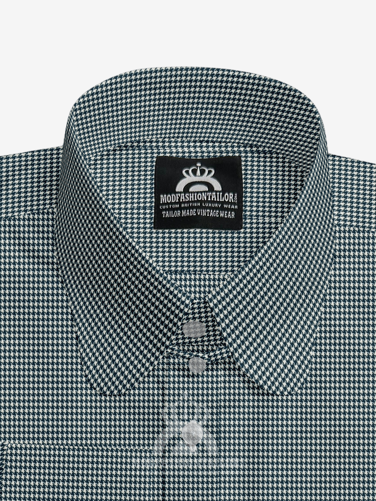 Penny Collar Long Sleeve Blue Dogtooth Shirt