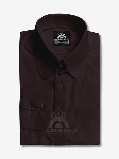 Penny Collar Long Sleeve Dark Maroon Shirt