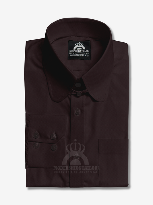 Penny Collar Long Sleeve Dark Maroon Shirt