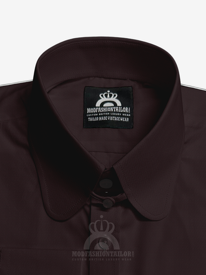 Penny Collar Long Sleeve Dark Maroon Shirt