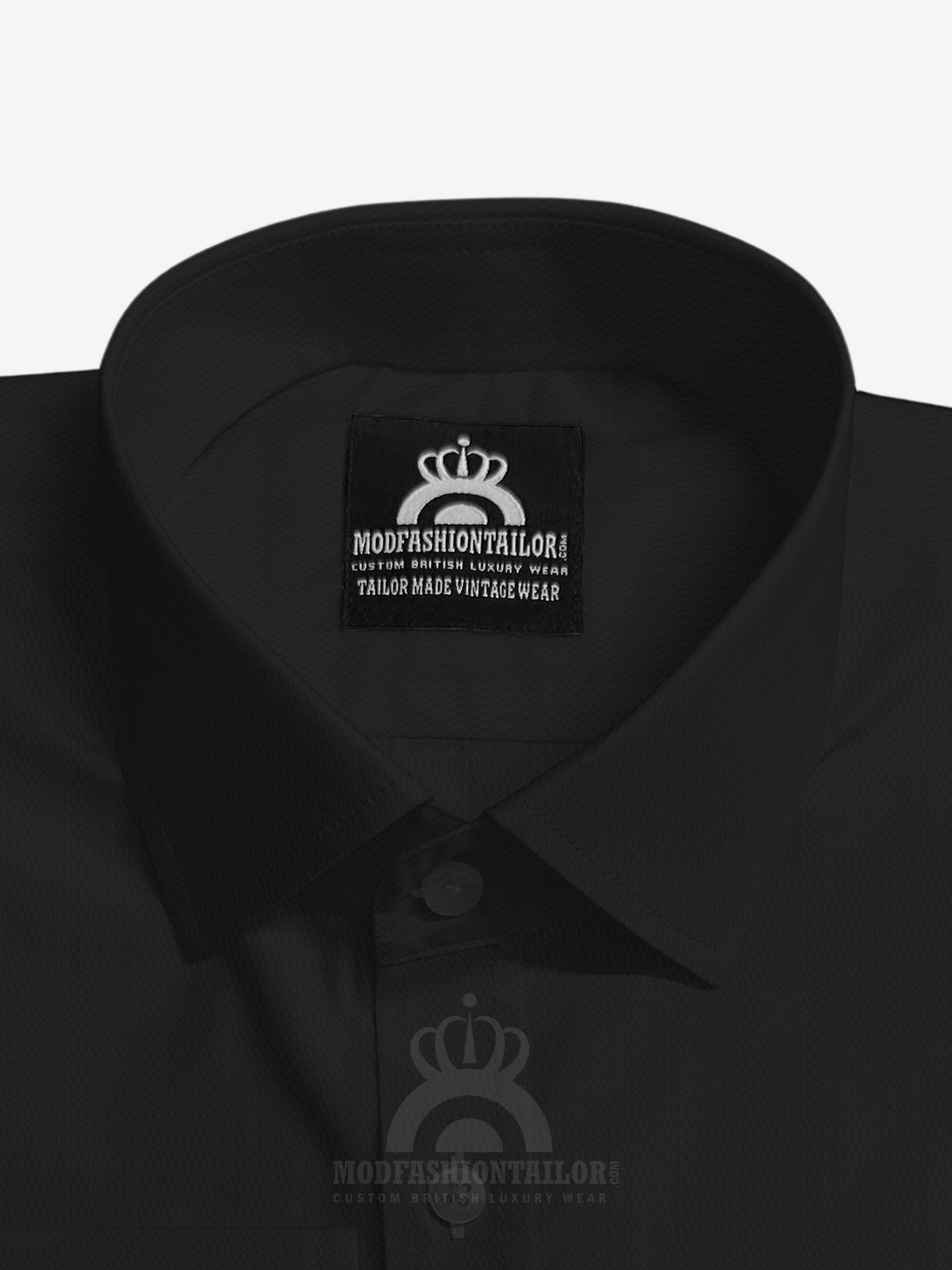Spread Collar Long Sleeve Black Shirt