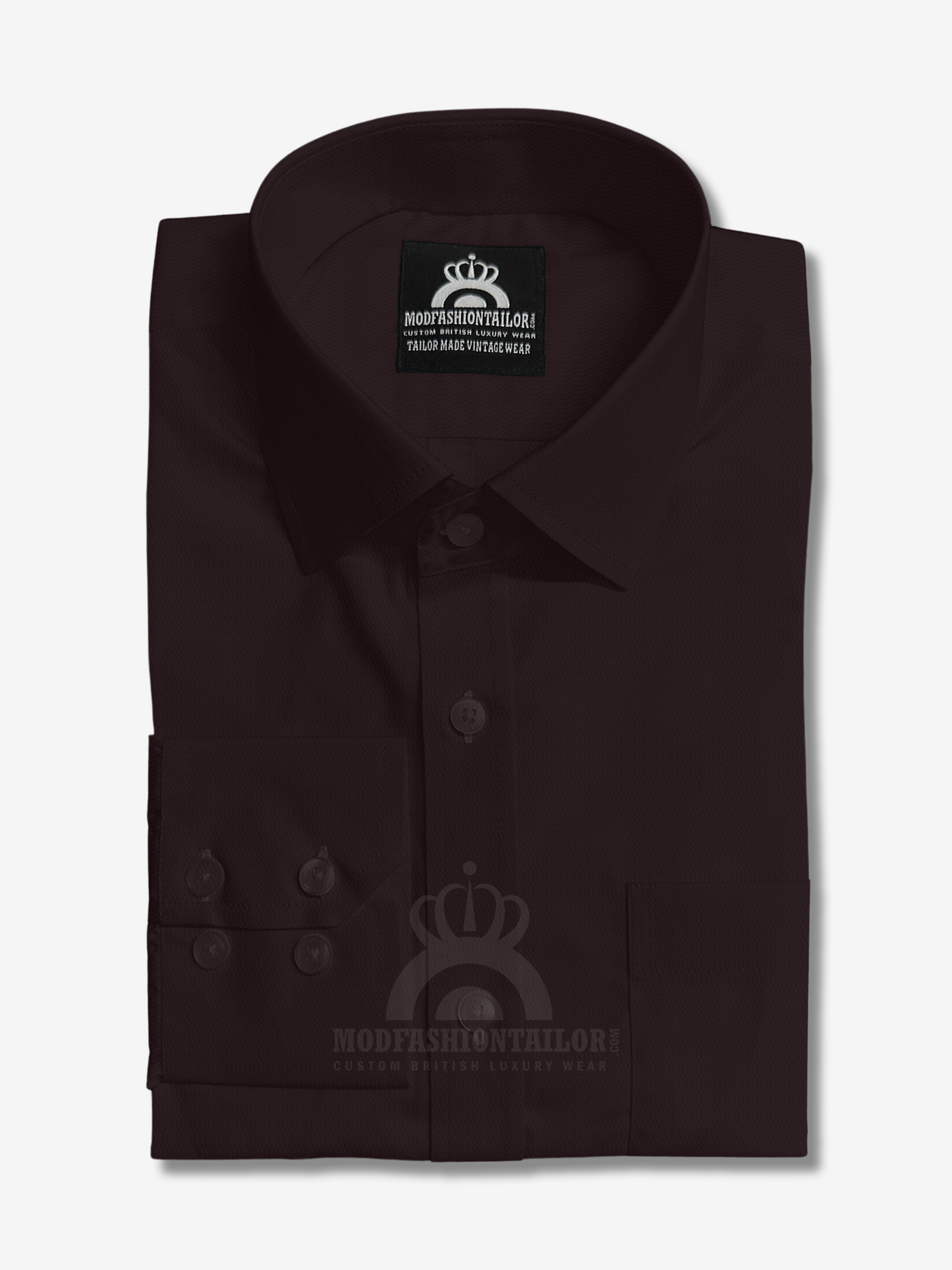 Spread Collar Long Sleeve Dark Maroon Shirt