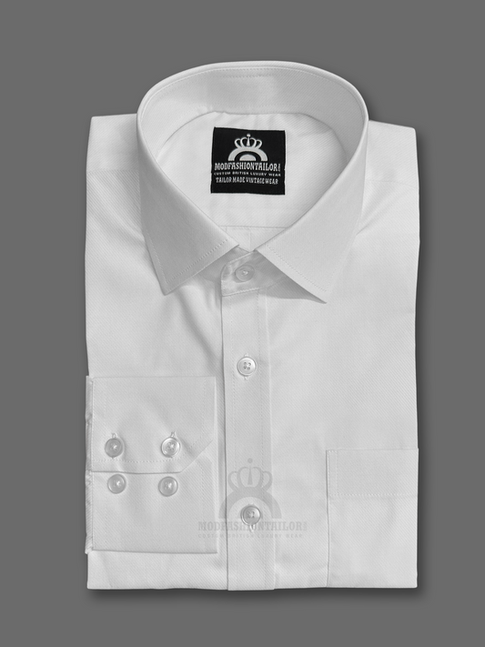 Spread Collar Long Sleeve White Shirt