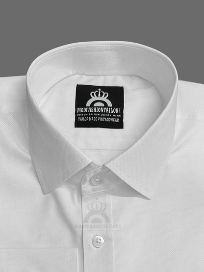 Spread Collar Long Sleeve White Shirt