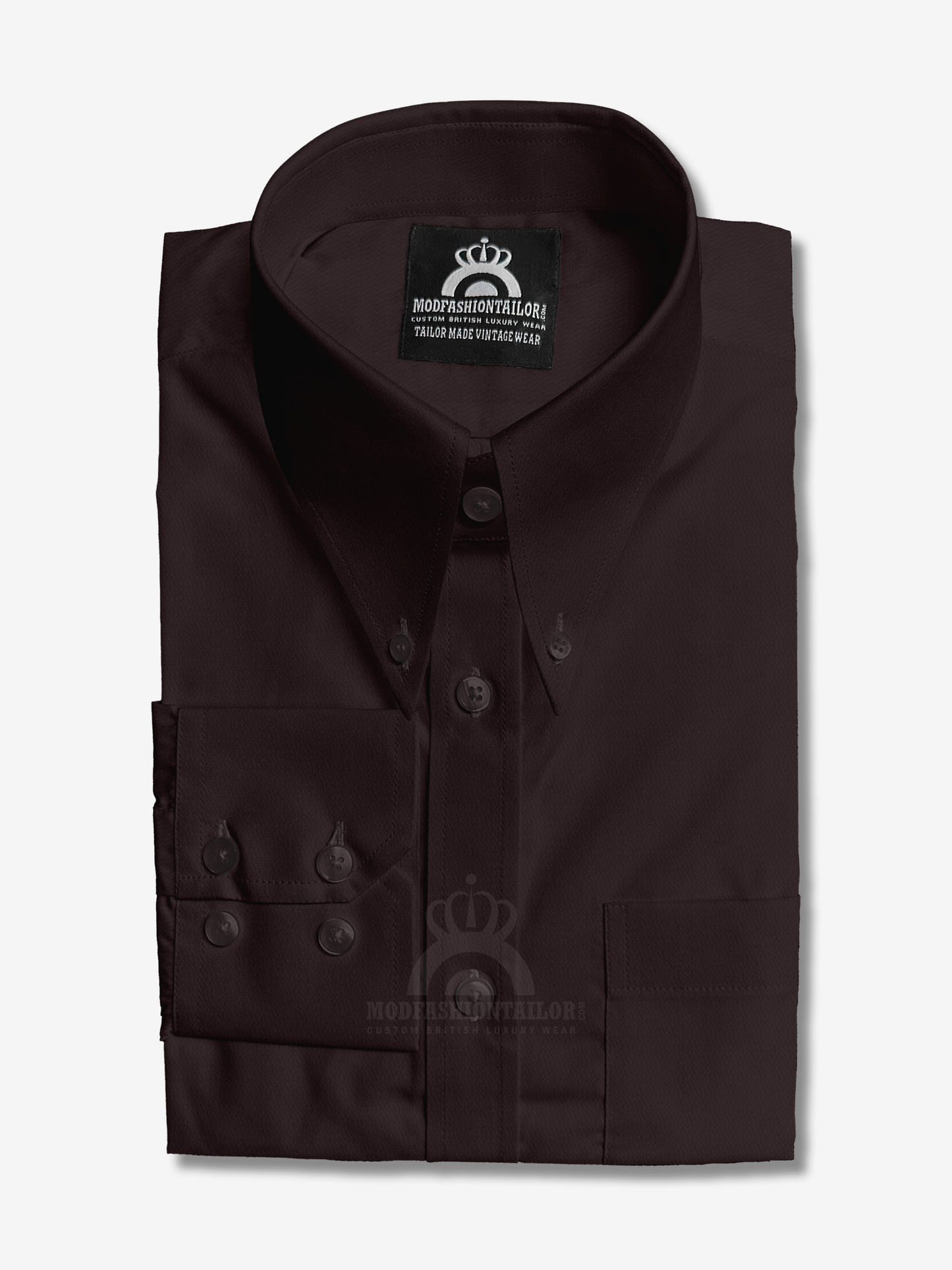 Tab Collar Long Sleeve Dark Maroon Shirt