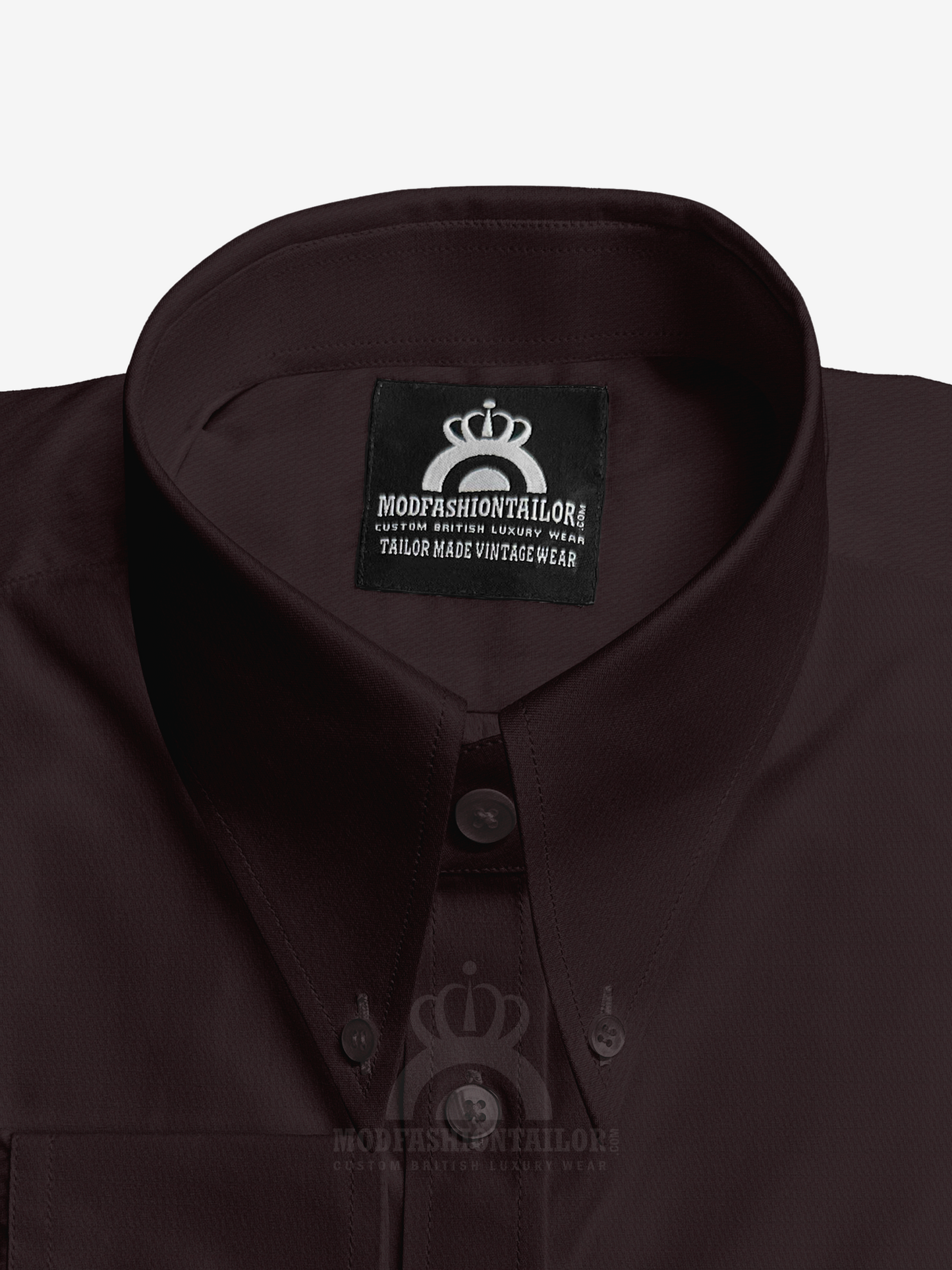 Tab Collar Long Sleeve Dark Maroon Shirt