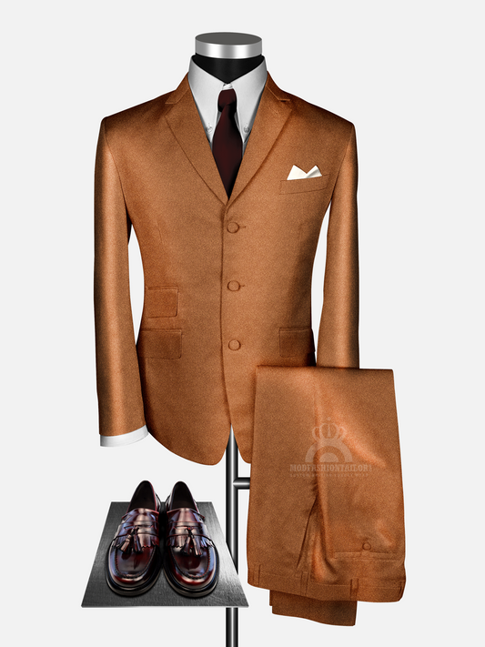 Two Tone Tonic Orange Gold 60s Mod Suit