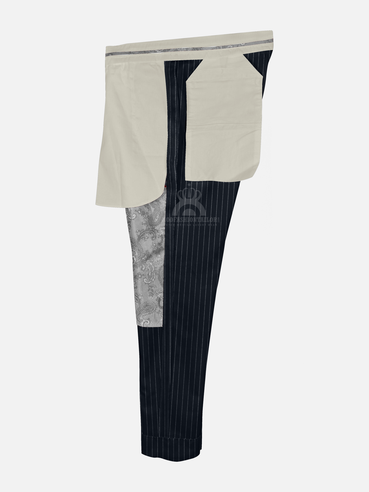 2 Piece White Stripe In Dark Navy Blue Pinstripe Mod Suit