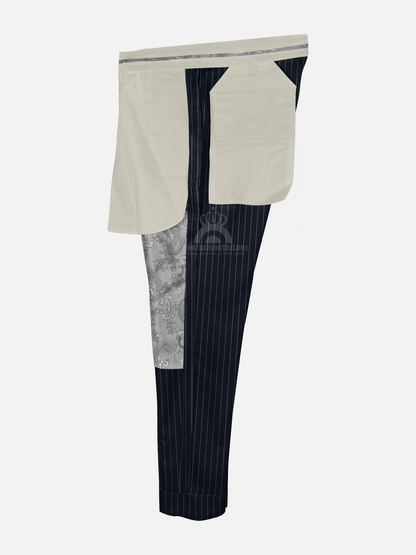 2 Piece White Stripe In Dark Navy Blue Pinstripe Mod Suit