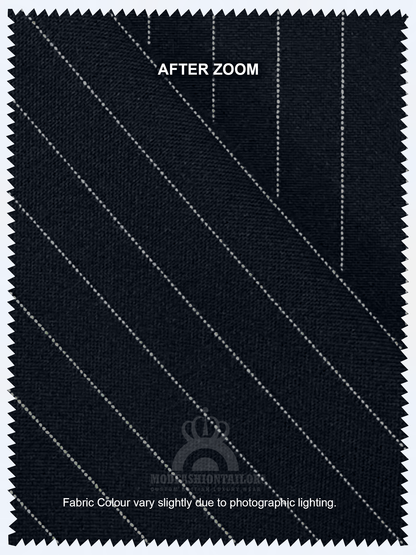 White Stripe In Dark Navy Blue Pinstripe Mod Jacket