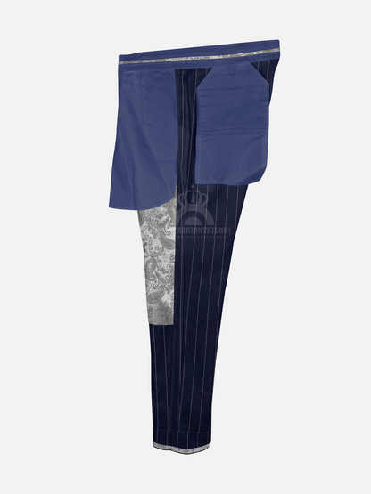2 Piece White Stripe In Navy Blue Pinstripe Mod Suit