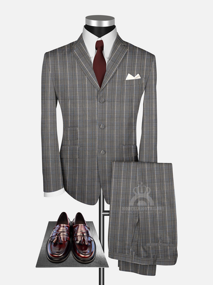 2 Piece Wool Prince of Wales Check Mod Suit