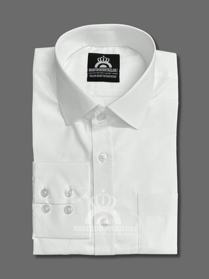 Spread Collar Long Sleeve White Shirt
