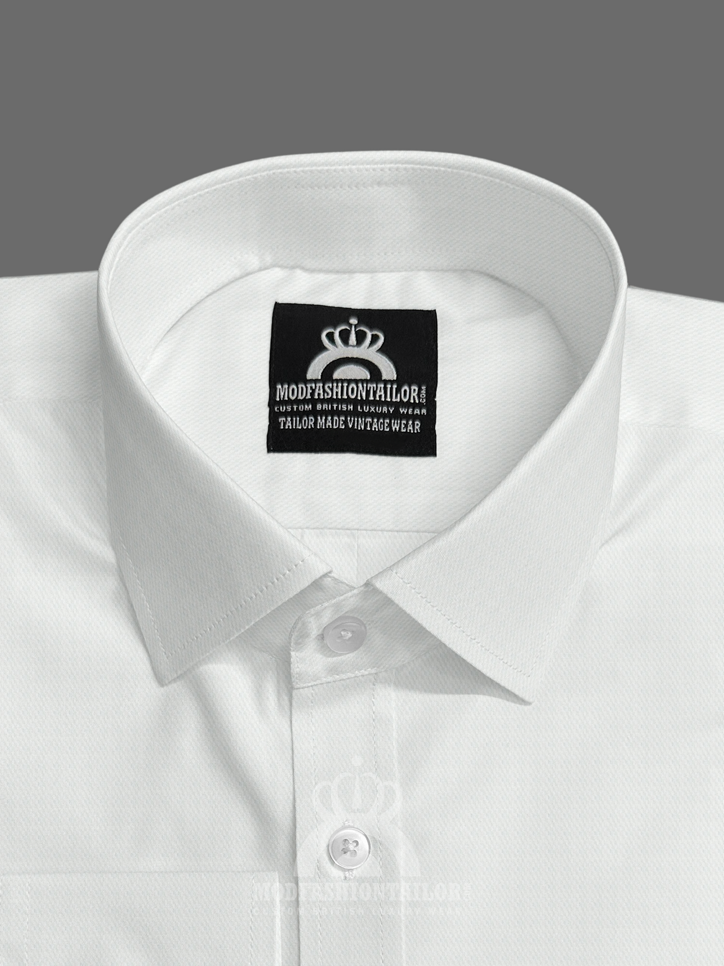 Spread Collar Long Sleeve White Shirt