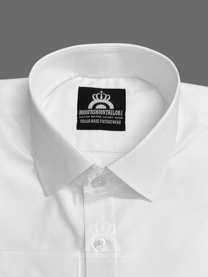Spread Collar Long Sleeve White Shirt