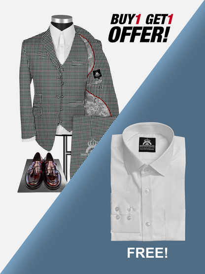 3 Piece Classic Paul McCartney Fawn Gunclub Check Mod Suit with Shirt