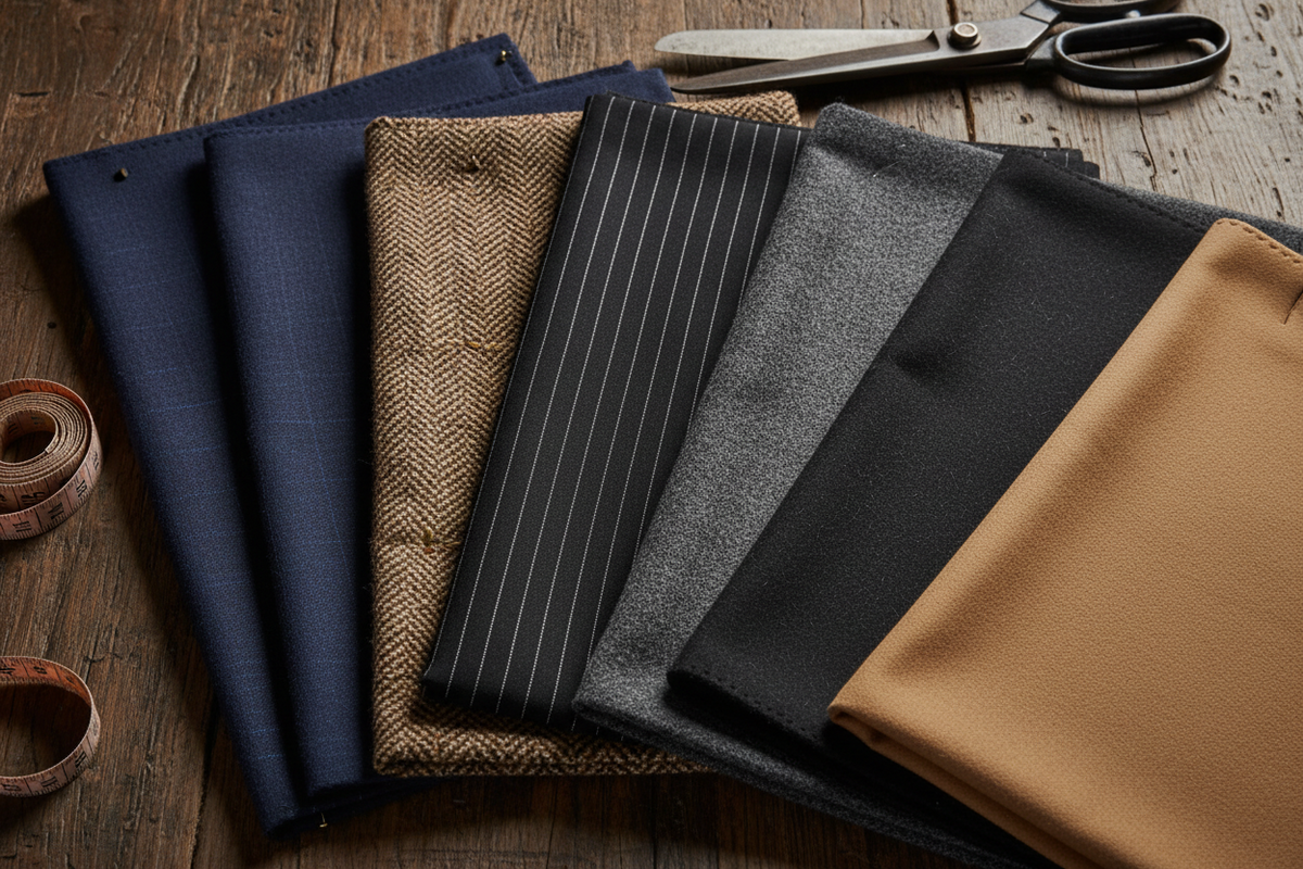Selection of classic suit fabrics for tailored Mod suits